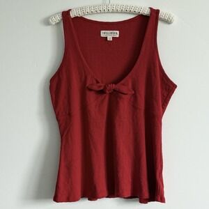 Idyllwind Babydoll Tank Women L Red Pointelle Western Cowgirl Y2K Layer